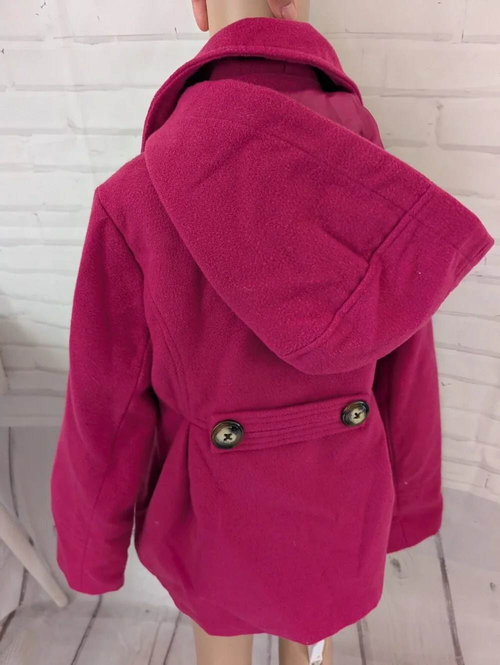 London Fog Fuchsia Double-Breasted Peacoat Size 7-8